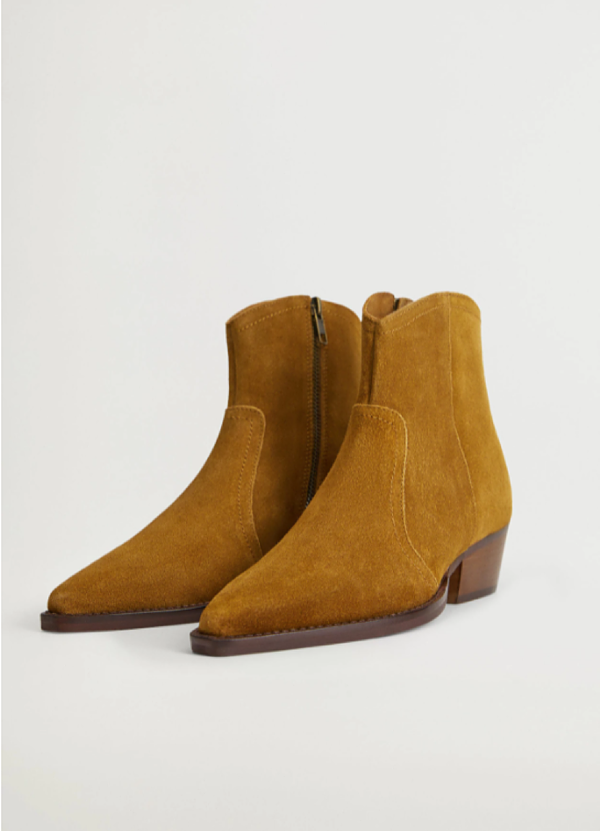 Botines cuero volcado verdes Mango