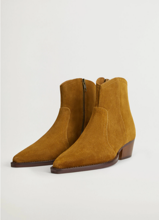 Botines cuero volcado verdes Mango