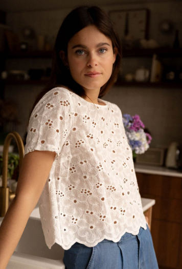 Blusa tejido de encaje Zara