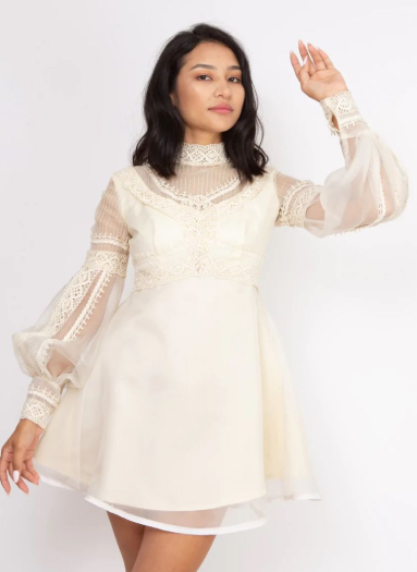 VESTIDO TRAPECIO CREMA MANGO